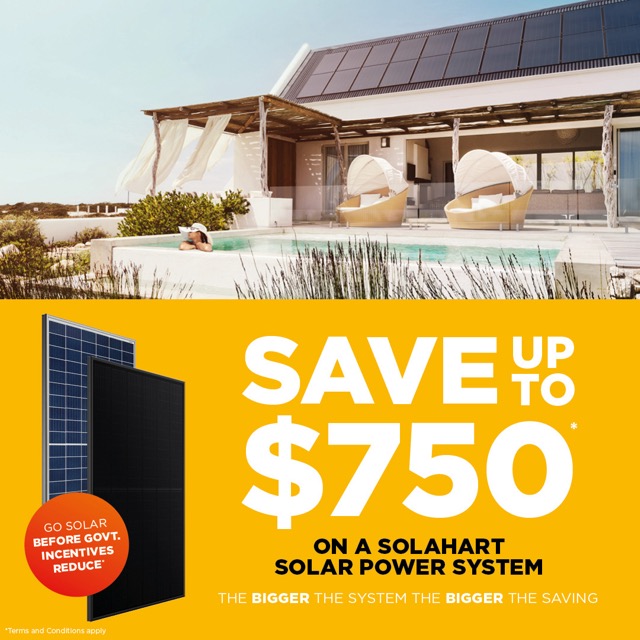 Save $750* on a Solahart Solar Power System