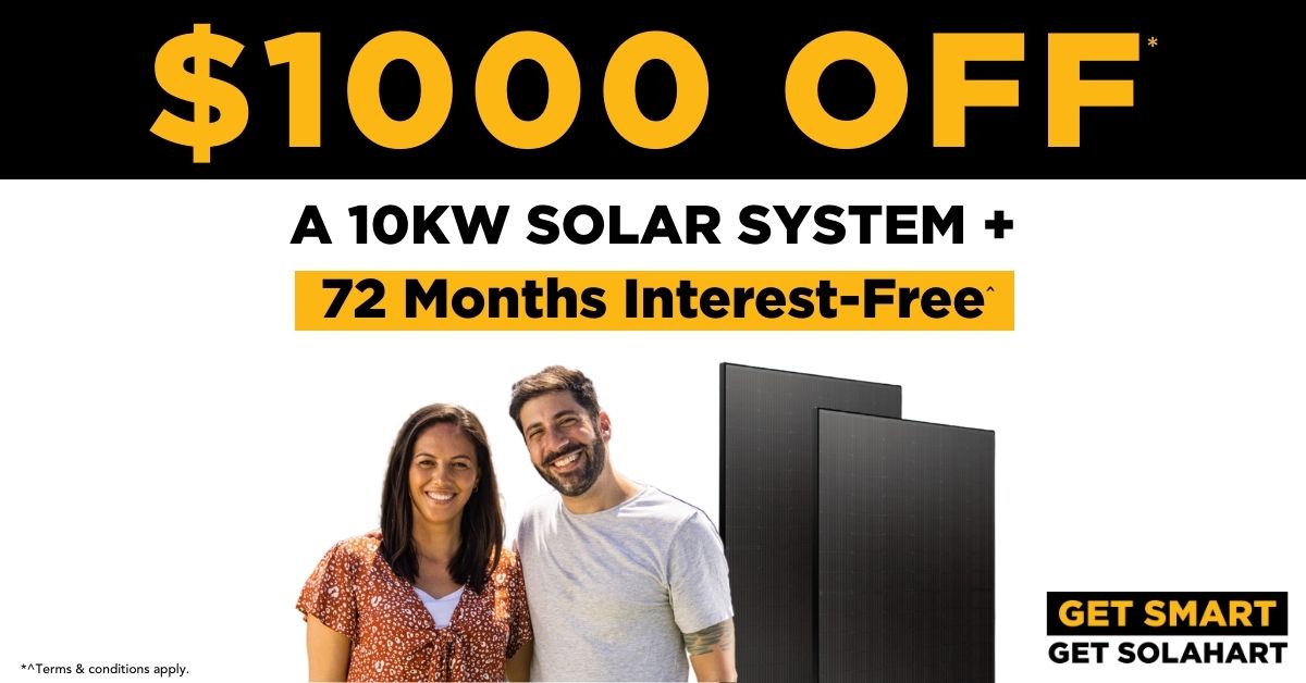 Save $1000 on a 10kw solar power system from Solahart Sunshine Coast