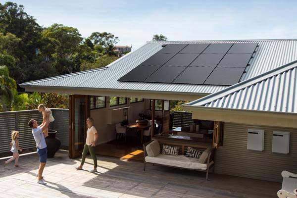 Solahart Silhouette solar panels on roof of family home